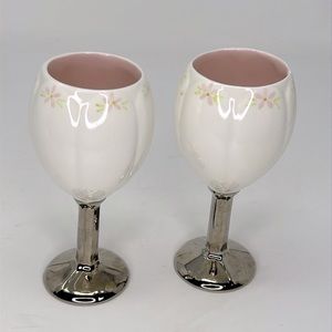 2 Champagne 1970’s Goblet Wine Glasses